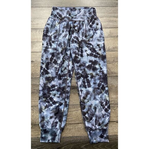 Athleta Salutation Printed Joggers Gray Tie Dye Size Small S - Picture 1 of 4